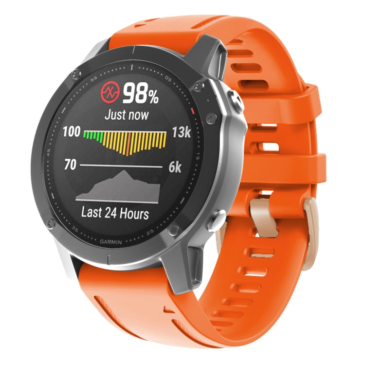 For Garmin Fenix 7S / 6S Pro / 5S Plus 20mm Rose Gold Buckle Silicone Watch Band(Orange) - Watch Bands by PMC Jewellery | Online Shopping South Africa | PMC Jewellery