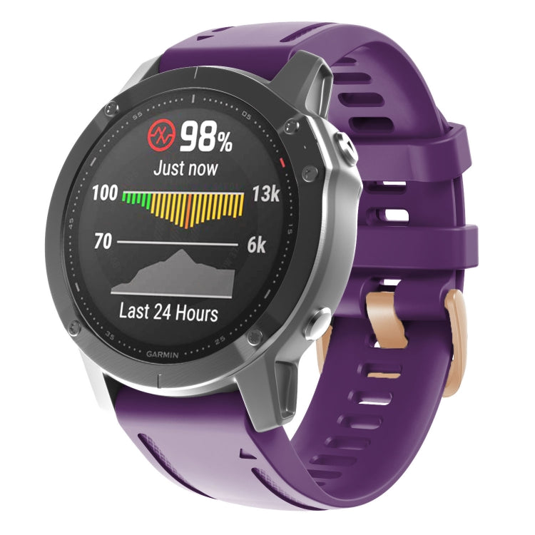 For Garmin Fenix 7S / 6S Pro / 5S Plus 20mm Rose Gold Buckle Silicone Watch Band(Purple) - Watch Bands by PMC Jewellery | Online Shopping South Africa | PMC Jewellery