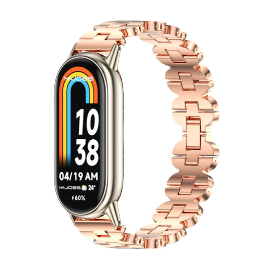 For Xiaomi Mi Band 8 / 9 / 9 NFC Mijobs Bone Chain Stainless Steel Watch Band(Rose Gold+Light Gold) - Watch Bands by MIJOBS | Online Shopping South Africa | PMC Jewellery | Buy Now Pay Later Mobicred