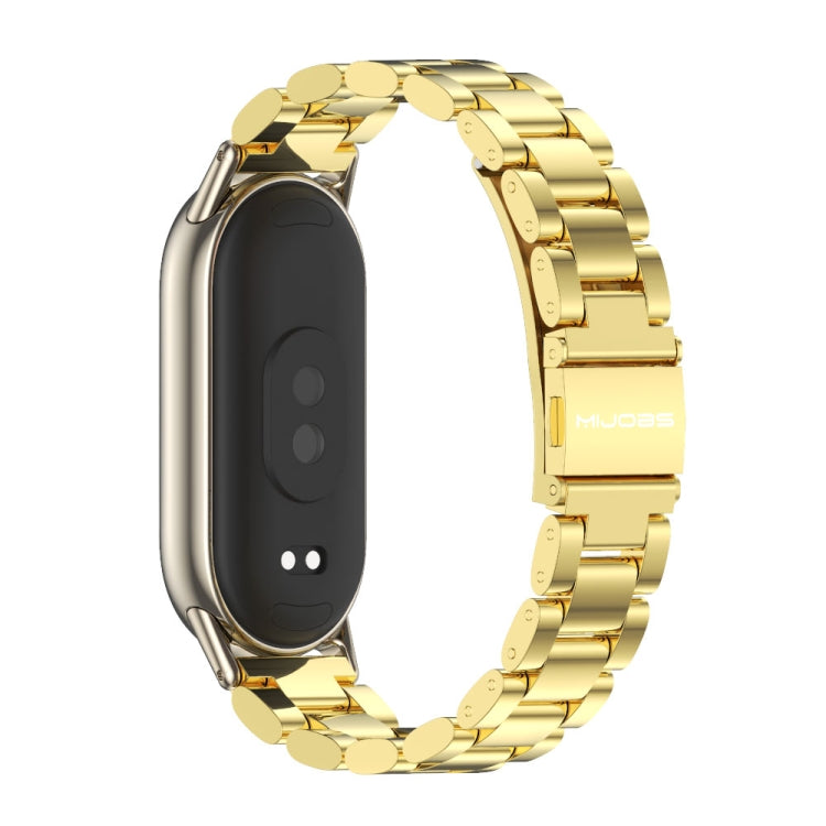 For Xiaomi Mi Band 8 Mijobs Three Bead Stainless Steel Watch Band(Gold+Light Gold) -  by MIJOBS | Online Shopping South Africa | PMC Jewellery