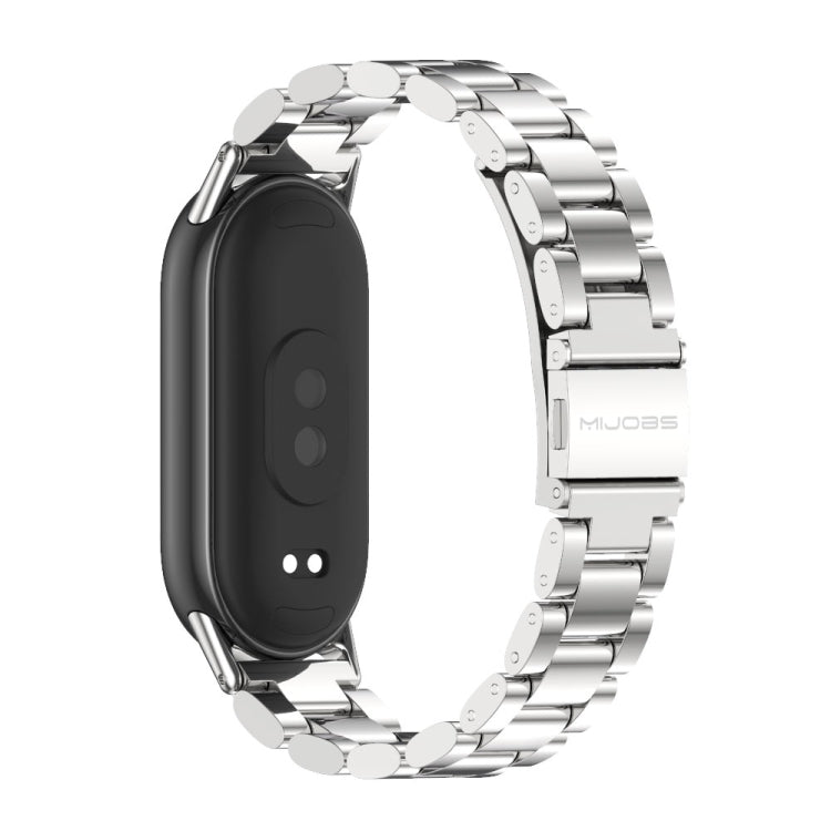 For Xiaomi Mi Band 8 Mijobs Three Bead Stainless Steel Watch Band(Silver) -  by MIJOBS | Online Shopping South Africa | PMC Jewellery