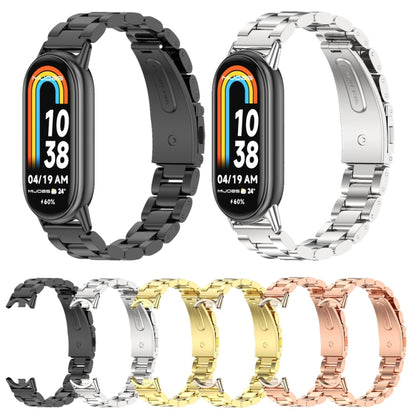 For Xiaomi Mi Band 8 Mijobs Three Bead Stainless Steel Watch Band(Silver) -  by MIJOBS | Online Shopping South Africa | PMC Jewellery