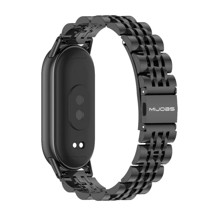 For Xiaomi Mi Band 8 / 9 / 9 NFC Mijobs Seven Bead Stainless Steel Watch Band(Black) - Watch Bands by MIJOBS | Online Shopping South Africa | PMC Jewellery | Buy Now Pay Later Mobicred