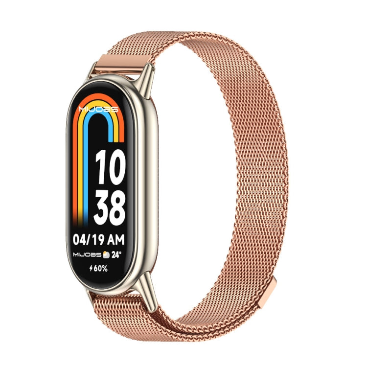 For Xiaomi Mi Band 8 Mijobs Milan Magnetic Metal Stainless Steel Watch Band(Rose Gold+Light Gold) -  by MIJOBS | Online Shopping South Africa | PMC Jewellery