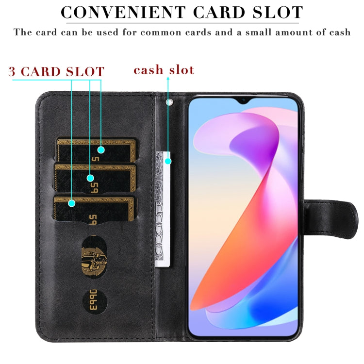For Honor X6a Calf Texture Zipper Leather Phone Case(Black) - Honor Cases by PMC TechLife | Online Shopping South Africa | PMC TechLife | Buy Now Pay Later Mobicred