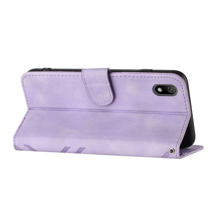 For Honor 8S Line Pattern Skin Feel Leather Phone Case(Light Purple) - Honor Cases by PMC Jewellery | Online Shopping South Africa | PMC Jewellery