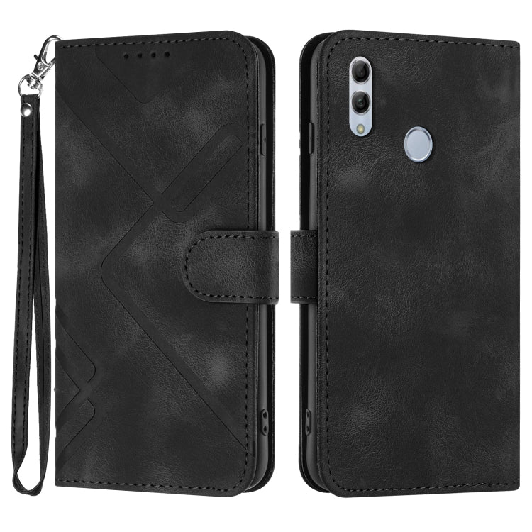 For Honor 10 Lite Line Pattern Skin Feel Leather Phone Case(Black) - Honor Cases by PMC Jewellery | Online Shopping South Africa | PMC Jewellery