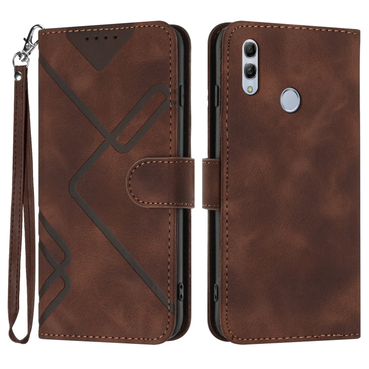 For Honor 10 Lite Line Pattern Skin Feel Leather Phone Case(Coffee) - Honor Cases by PMC Jewellery | Online Shopping South Africa | PMC Jewellery