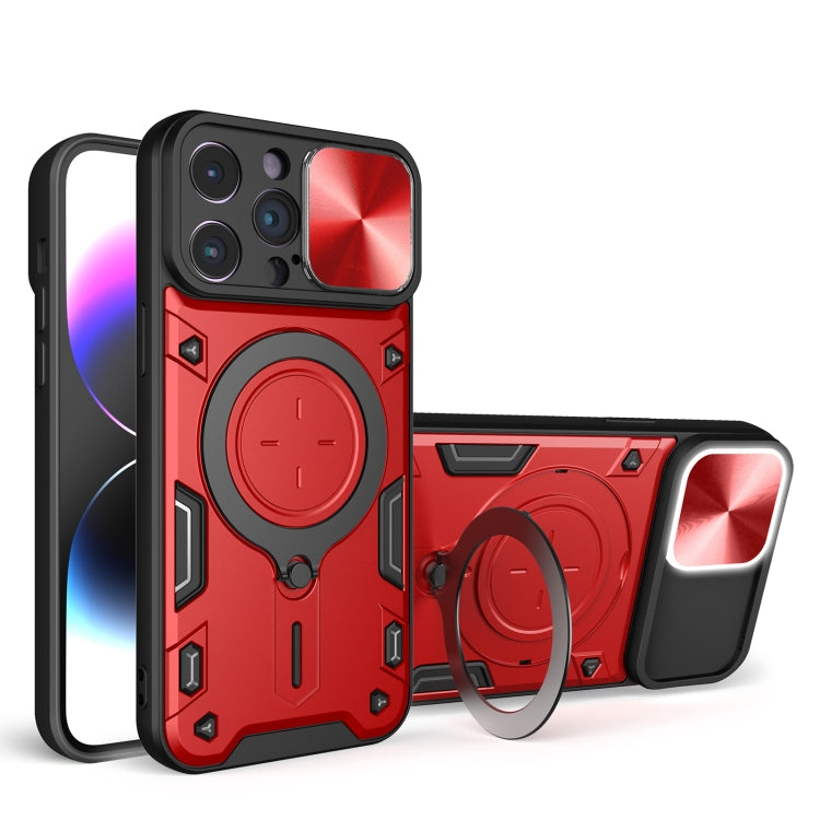 For iPhone 14 Pro Max CD Texture Sliding Camshield Magnetic Holder Phone Case(Red) - free shipping - PMC TechLife - Order now!