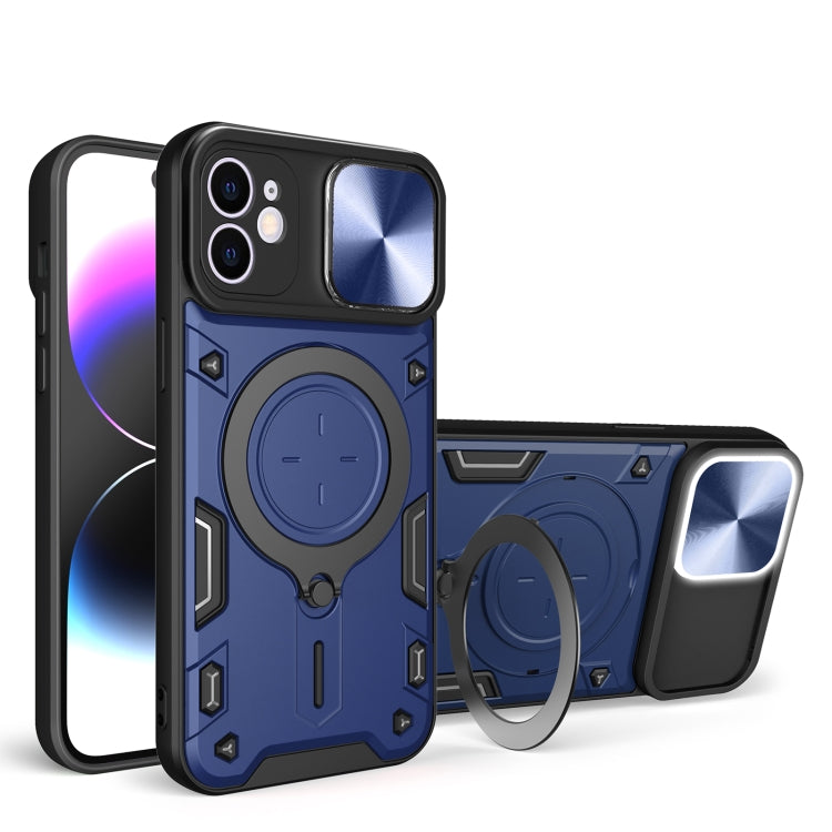 For iPhone 12 CD Texture Sliding Camshield Magnetic Holder Phone Case(Blue) - iPhone 12 / 12 Pro Cases by PMC Jewellery | Online Shopping South Africa | PMC Jewellery