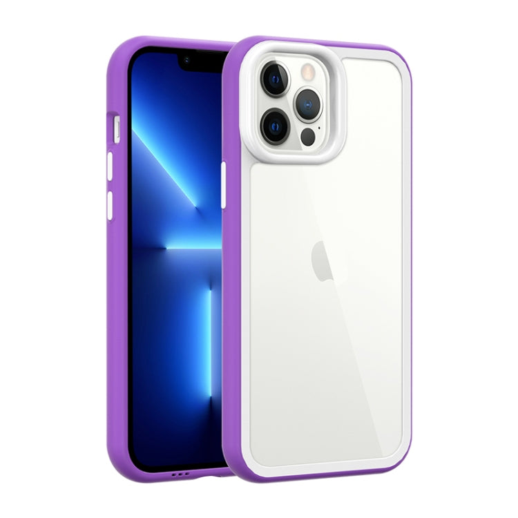 For iPhone 12 Pro Max Color Frame 2 in 1 Hollow Cooling Phone Case(Purple) - iPhone 12 Pro Max Cases by PMC Jewellery | Online Shopping South Africa | PMC Jewellery