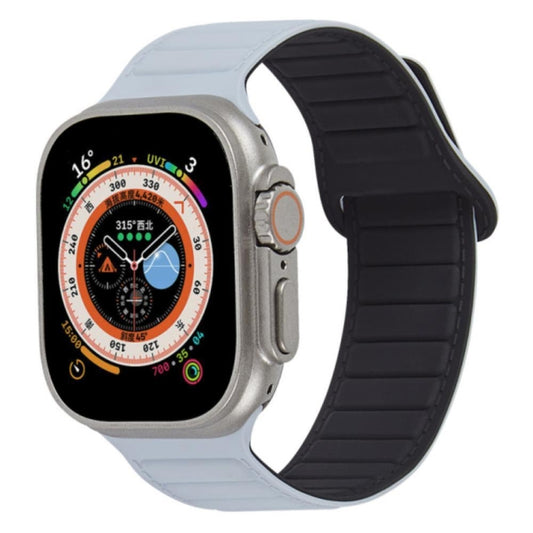 For Apple Watch 7 45mm Loop Magnetic Silicone Watch Band(Grey Black) - Watch Bands by PMC Jewellery | Online Shopping South Africa | PMC Jewellery