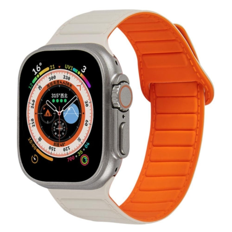 For Apple Watch SE 2022 44mm Loop Magnetic Silicone Watch Band(Starlight Orange) - Watch Bands by PMC Jewellery | Online Shopping South Africa | PMC Jewellery