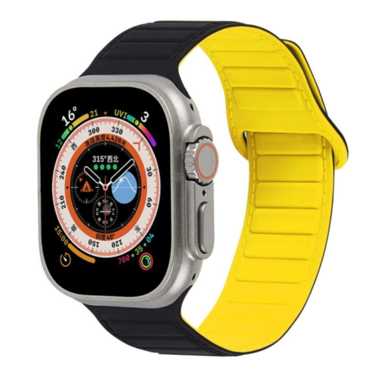 For Apple Watch 5 40mm Loop Magnetic Silicone Watch Band(Black Yellow) - Watch Bands by PMC Jewellery | Online Shopping South Africa | PMC Jewellery