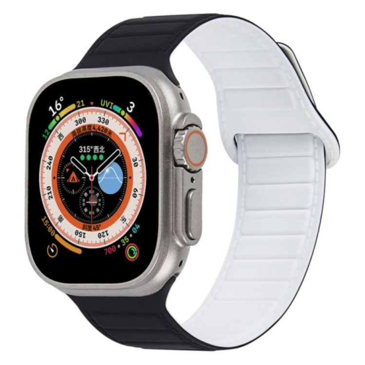 For Apple Watch 38mm Loop Magnetic Silicone Watch Band(Black White) - Watch Bands by PMC Jewellery | Online Shopping South Africa | PMC Jewellery