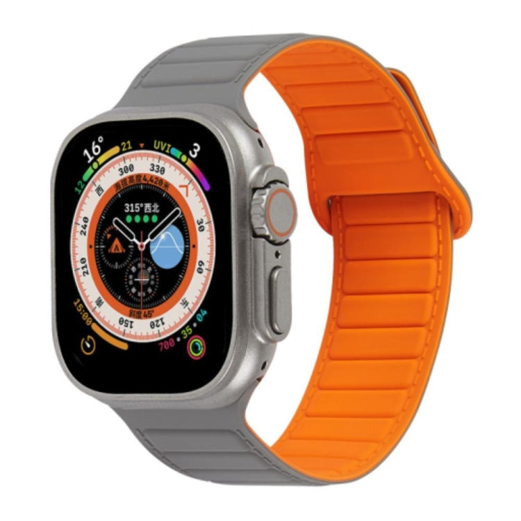 For Apple Watch 38mm Loop Magnetic Silicone Watch Band(Grey Orange) - Watch Bands by PMC Jewellery | Online Shopping South Africa | PMC Jewellery