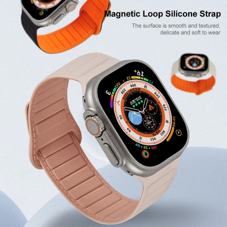 For Apple Watch 5 40mm Loop Magnetic Silicone Watch Band(Grey Orange) - Watch Bands by PMC Jewellery | Online Shopping South Africa | PMC Jewellery