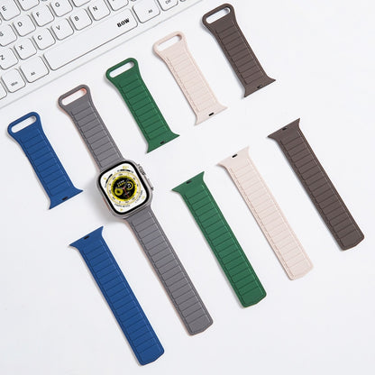 For Apple Watch 42mm Loop Magnetic Silicone Watch Band(Grey Orange) - Watch Bands by PMC Jewellery | Online Shopping South Africa | PMC Jewellery