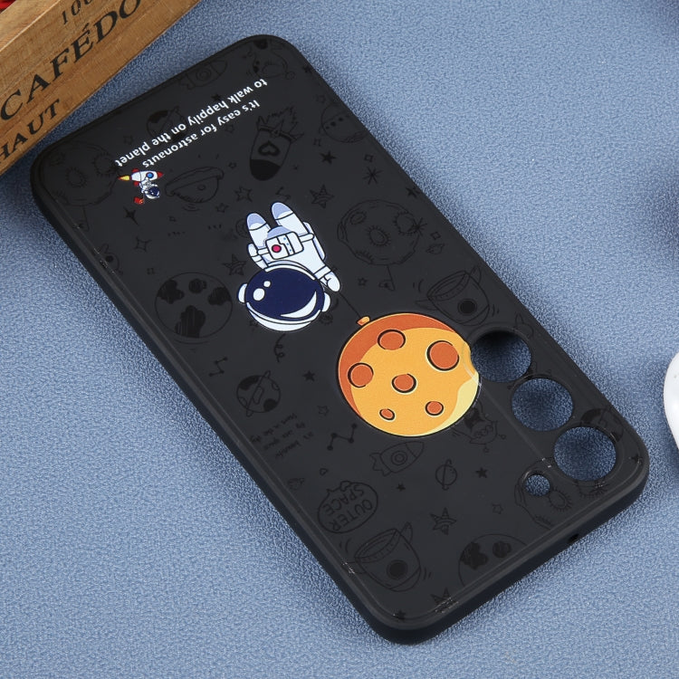 For Samsung Galaxy A22 4G Astronaut Pattern Silicone Straight Edge Phone Case(Planet Landing-Black) - free shipping - PMC TechLife - Order now!