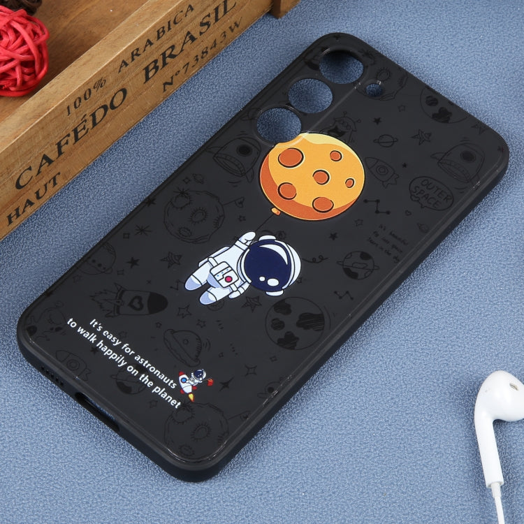 For Samsung Galaxy A12 Astronaut Pattern Silicone Straight Edge Phone Case(Planet Landing-Black) - free shipping - PMC TechLife - Order now!