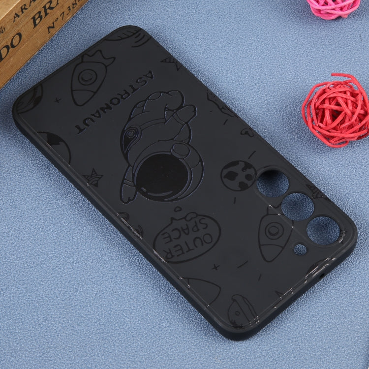 For Samsung Galaxy A21s Astronaut Pattern Silicone Straight Edge Phone Case(Flying Astronaut-Black) - free shipping - PMC TechLife - Order now!