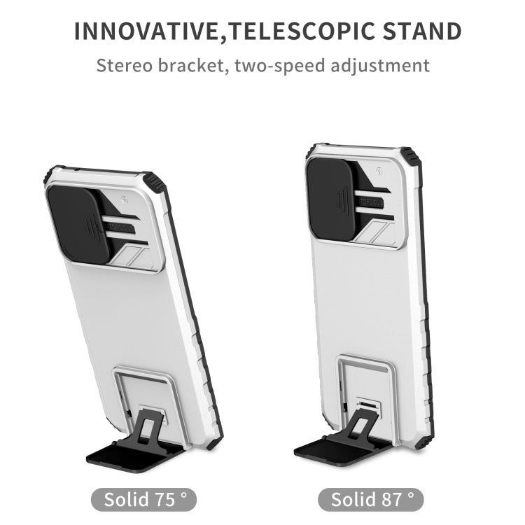 For Samsung Galaxy S20 FE Stereoscopic Holder Sliding Camshield Phone Case(White) - free shipping - PMC TechLife - Order now!