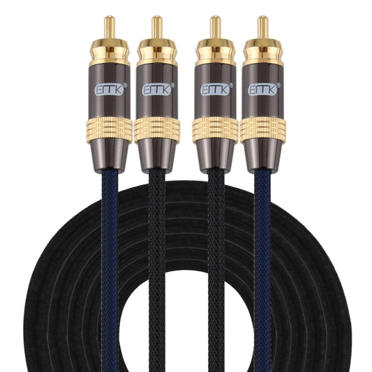 EMK 2 x RCA Male to 2 x RCA Male Gold Plated Connector Nylon Braid Coaxial Audio Cable for TV / Amplifier / Home Theater / DVD, Cable Length:5m(Black) - Audio Optical Cables by EMK | Online Shopping South Africa | PMC Jewellery | Buy Now Pay Later Mobicred