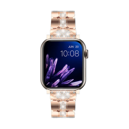 Diamond Metal Watch Band For Apple Watch 8 41mm(Rose Gold) - Watch Bands by PMC Jewellery | Online Shopping South Africa | PMC Jewellery