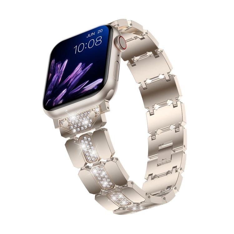 Diamond Metal Watch Band For Apple Watch 8 41mm(Starlight) - Watch Bands by PMC Jewellery | Online Shopping South Africa | PMC Jewellery