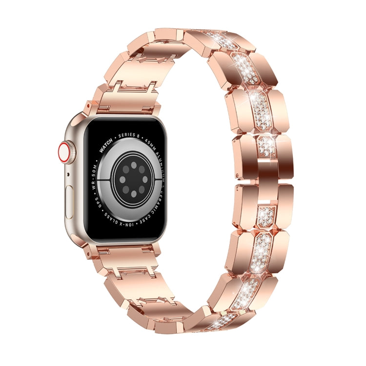 Diamond Metal Watch Band For Apple Watch 7 41mm(Rose Gold) - Watch Bands by PMC Jewellery | Online Shopping South Africa | PMC Jewellery