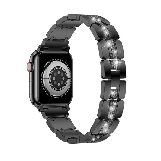 Diamond Metal Watch Band For Apple Watch SE 2022 44mm(Black) - Watch Bands by PMC Jewellery | Online Shopping South Africa | PMC Jewellery