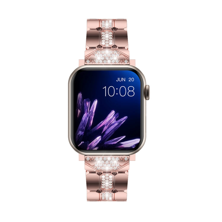 Diamond Metal Watch Band For Apple Watch 4 44mm(Pink) - Watch Bands by PMC Jewellery | Online Shopping South Africa | PMC Jewellery