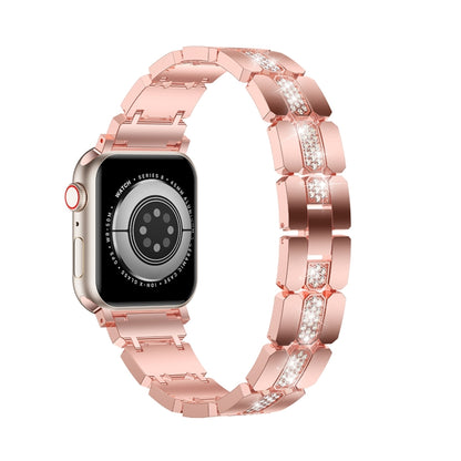 Diamond Metal Watch Band For Apple Watch 3 42mm(Pink) - Watch Bands by PMC Jewellery | Online Shopping South Africa | PMC Jewellery