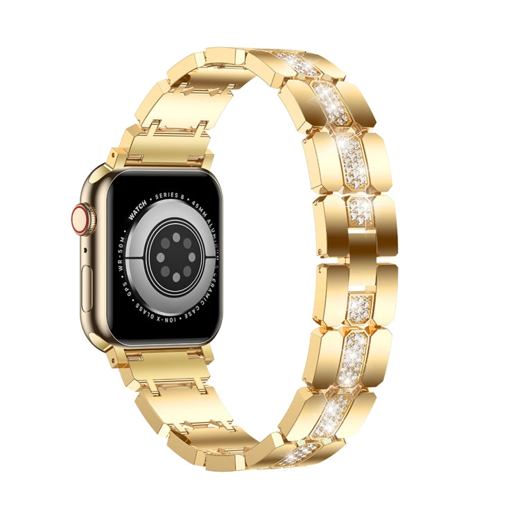 Diamond Metal Watch Band For Apple Watch 3 42mm(Gold) - Watch Bands by PMC Jewellery | Online Shopping South Africa | PMC Jewellery