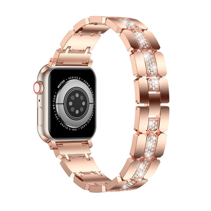 Diamond Metal Watch Band For Apple Watch 3 42mm(Rose Gold) - Watch Bands by PMC Jewellery | Online Shopping South Africa | PMC Jewellery