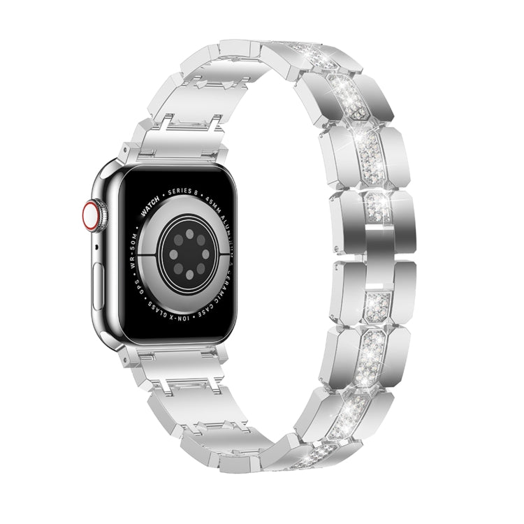 Diamond Metal Watch Band For Apple Watch 38mm(Silver) - Watch Bands by PMC Jewellery | Online Shopping South Africa | PMC Jewellery