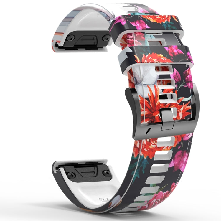 For Garmin Forerunner 965 / 955 / 945 / 935 Printing Quick Release Silicone Watch Band(Flower) - Watch Bands by PMC Jewellery | Online Shopping South Africa | PMC Jewellery