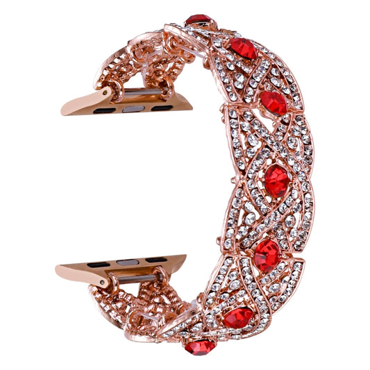 Diamonds Twist Metal Watch Band For Apple Watch 8 41mm(Rose Gold Red) - Watch Bands by PMC Jewellery | Online Shopping South Africa | PMC Jewellery