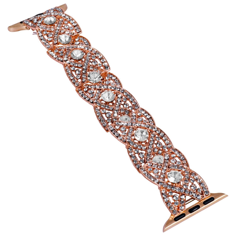 Diamonds Twist Metal Watch Band For Apple Watch 7 41mm(Rose Gold White) - Watch Bands by PMC Jewellery | Online Shopping South Africa | PMC Jewellery