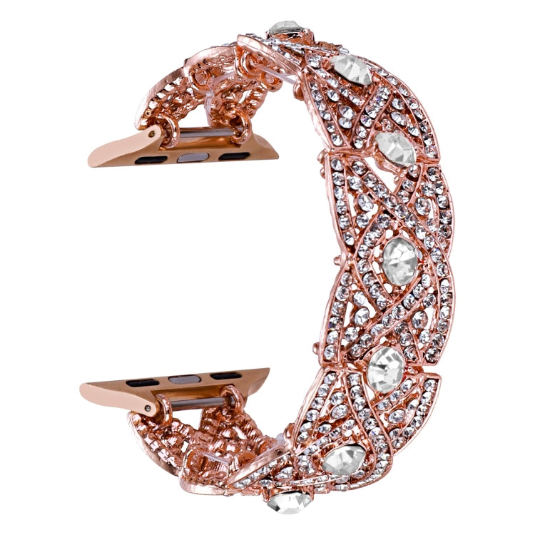 Diamonds Twist Metal Watch Band For Apple Watch 7 45mm(Rose Gold White) - Watch Bands by PMC Jewellery | Online Shopping South Africa | PMC Jewellery