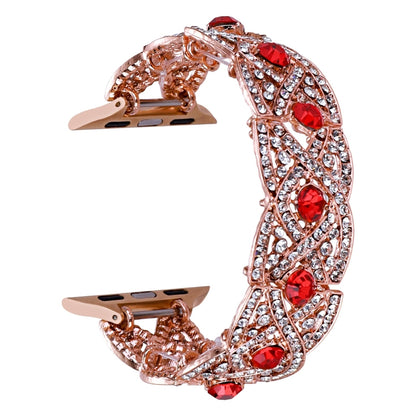 Diamonds Twist Metal Watch Band For Apple Watch 3 42mm(Rose Gold Red) - Watch Bands by PMC Jewellery | Online Shopping South Africa | PMC Jewellery