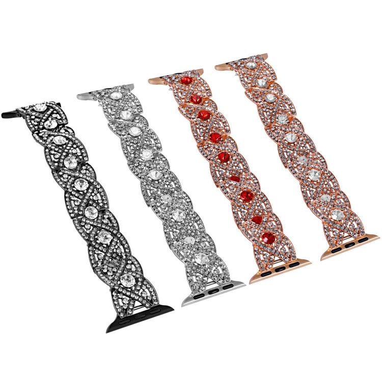 Diamonds Twist Metal Watch Band For Apple Watch SE 2022 44mm(Rose Gold Red) - Watch Bands by PMC Jewellery | Online Shopping South Africa | PMC Jewellery