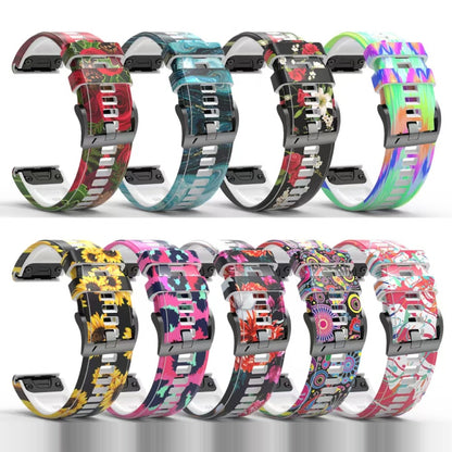 For Garmin  Tactix 7 Pro / Fenix 7X / 6X Pro Printing Quick Release Silicone Watch Band(Painted) - Watch Bands by PMC Jewellery | Online Shopping South Africa | PMC Jewellery