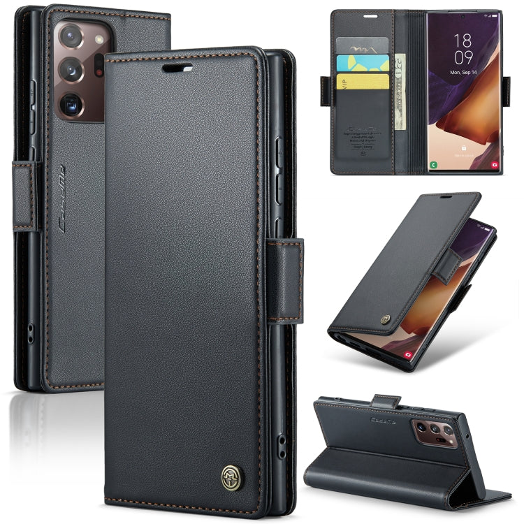 For Samsung Galaxy Note20 Ultra CaseMe 023 Butterfly Buckle Litchi Texture RFID Anti-theft Leather Phone Case(Black) - Galaxy Note20 Ultra Cases by CaseMe | Online Shopping South Africa | PMC Jewellery | Buy Now Pay Later Mobicred