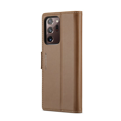 For Samsung Galaxy Note20 Ultra CaseMe 023 Butterfly Buckle Litchi Texture RFID Anti-theft Leather Phone Case(Brown) - Galaxy Note20 Ultra Cases by CaseMe | Online Shopping South Africa | PMC Jewellery | Buy Now Pay Later Mobicred