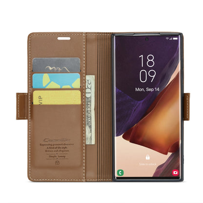 For Samsung Galaxy Note20 Ultra CaseMe 023 Butterfly Buckle Litchi Texture RFID Anti-theft Leather Phone Case(Brown) - Galaxy Note20 Ultra Cases by CaseMe | Online Shopping South Africa | PMC Jewellery | Buy Now Pay Later Mobicred