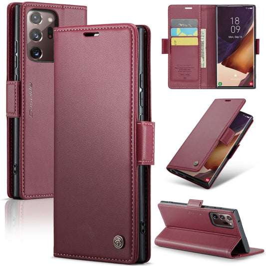 For Samsung Galaxy Note20 Ultra CaseMe 023 Butterfly Buckle Litchi Texture RFID Anti-theft Leather Phone Case(Wine Red) - Galaxy Note20 Ultra Cases by CaseMe | Online Shopping South Africa | PMC Jewellery | Buy Now Pay Later Mobicred