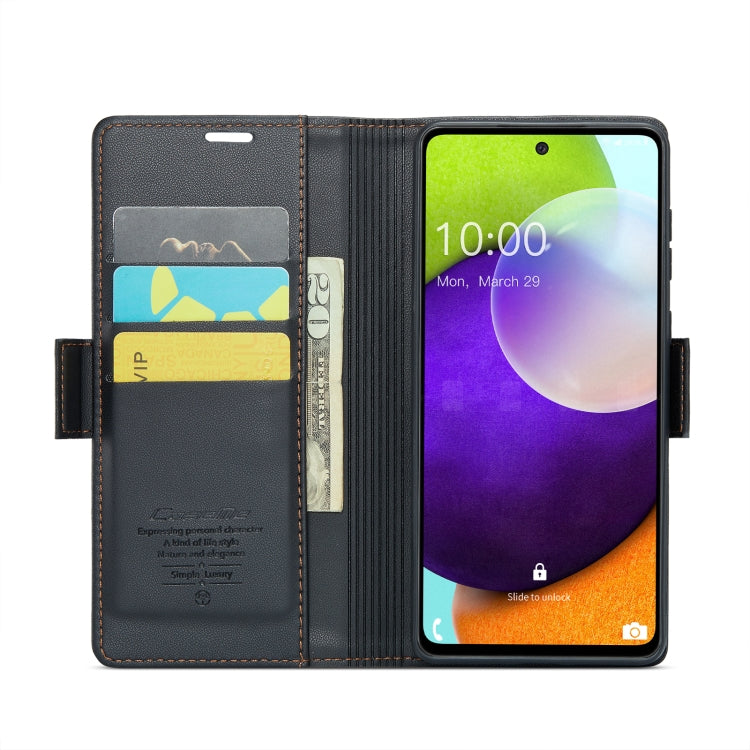 For Samsung Galaxy A52/A52s 5G CaseMe 023 Butterfly Buckle Litchi Texture RFID Anti-theft Leather Phone Case(Black) - Galaxy Phone Cases by CaseMe | Online Shopping South Africa | PMC Jewellery | Buy Now Pay Later Mobicred