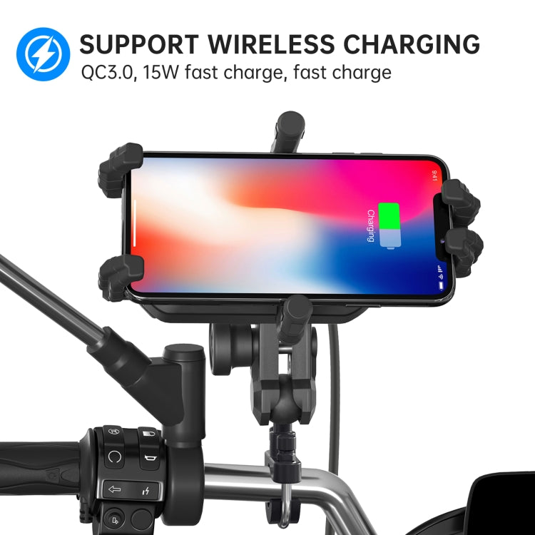 WUPP CS-1848B2 15W Motorcycle Wireless Fast Charging Phone Navigation Holder, Style:Handlebars - Holder by WUPP | Online Shopping South Africa | PMC Jewellery | Buy Now Pay Later Mobicred