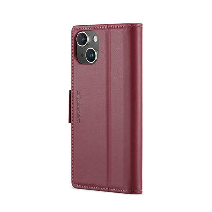 For iPhone 14 Plus CaseMe 023 Butterfly Buckle Litchi Texture RFID Anti-theft Leather Phone Case(Wine Red) - iPhone 14 Plus Cases by CaseMe | Online Shopping South Africa | PMC Jewellery